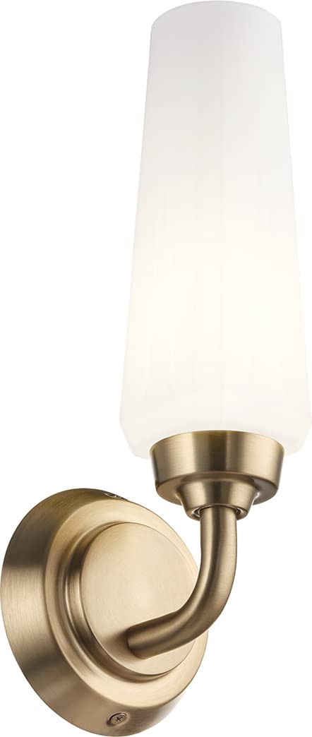 Kichler, Truby 11.5 Inch 1 Light Wall Sconce with Satin Etched Cased Opal Glass in Champagne Bronze, 55073CPZ