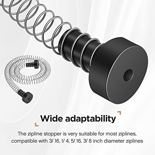 Pelopy 2 Pcs Heavy Duty Stainless Steel Zipline Spring Brake 5.3 Ft Long Zipline Stopper Zip Line Accessories Zipline Parts Braking System Stop For 3/16 1/4 5/16 3/8 Inch Wire Zipline Kit Backyard #TOP3