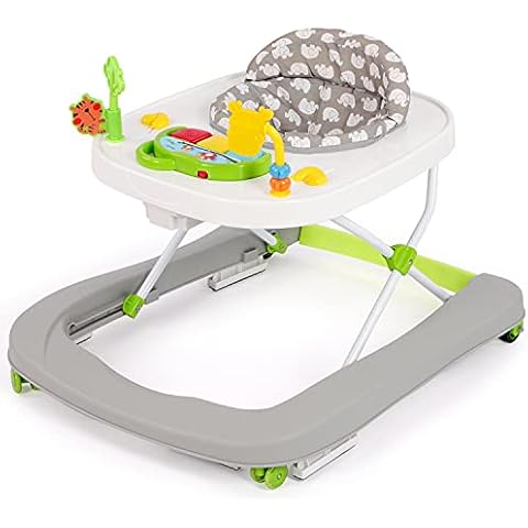 Hello-5ive Baby Walker 2 in 1 Twist Walker Folding Portable Push Along Wheeled Walker with Easy Clean Tray for 6-18months Boys Girls,Gray Cover