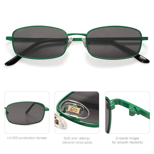 Image of SOJOS Trendy Rectangle Sunglasses Womens Mens, Retro 80s 90s Y2k Chic Narrow Thin Skinny Sunnies SJ1187 | Retro 80s 90s 2000s Chic Narrow Thin Skinny Frame UV400 Protection Lenses