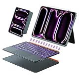 iPad Pro 13 inch Case with Keyboard (M5 2025, M4 2024), Flex Magnetic Detachable Backlit Keyboard Case, Larger Multi-Trackpad, Landscape/Portrait, 160° Adjustable Stand, Slim Protective Case (Gray)