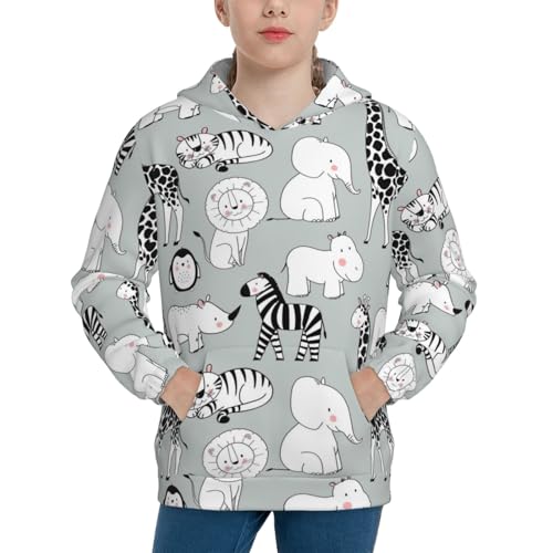 African Animals Kid Hoodies Boys Sweatshirts Girls Pullover with Pocket