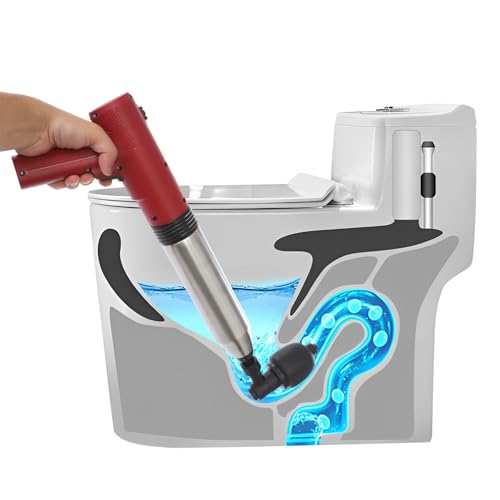 Desatascador eléctrico para inodoro, bomba desatascador de inodoro con 3 cabezales para cuarto de baño, desagüe (máx. presión 6 kgf/cm², 1500 mAh/cargador)