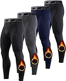 HOPLYNN Men's Thermal Compression Pants,Winter Fleece Lined Heated Leggings Cold Weather Baselayer for Running Athletic 2Black 1Gray 1Blue S