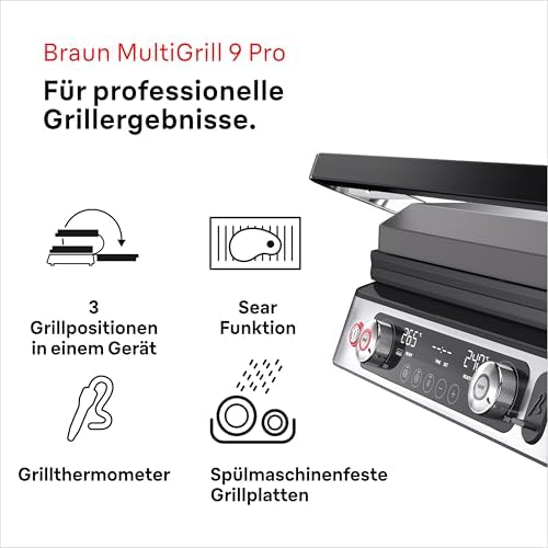 Bild 1 - Braun MultiGrill 9 Pro CG 9167, Kontaktgrill mit Grill-, Flach-, Waffelplatten und Temperaturfühler, Grillpositionen: Kontakt, BBQ, Ofen, Spülmaschinenfeste Platten, Boost-Funktion bis 265°