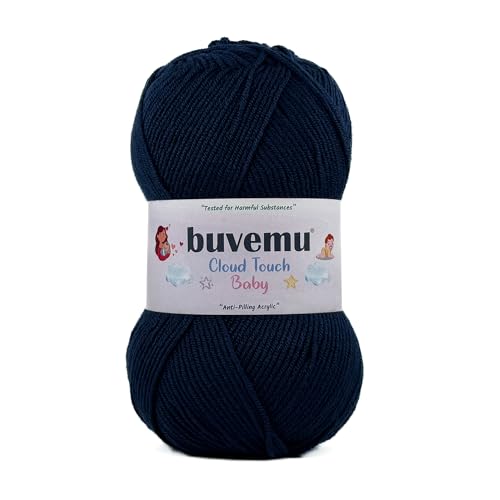 Image of Cloud Touch Baby - DK Weight Soft Anti-Pilling Yarn for Baby Clothes, Blankets & Amigurumi Crochet & Knitting, 90% Acrylic 10% Viscose derived from Bamboo, 3.53 Oz / 262 Yards (Navy, 1 Pack)