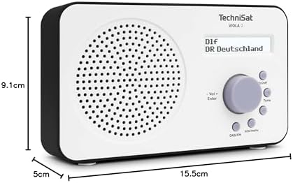 TechniSat VIOLA 2 - przenośne radio DAB (DAB+, FM, głośnik, gniazdo słuchawkowe, wyświetlacz dwuliniowy, sterowanie przyciskami, małe, 1 Watt RMS) czarne