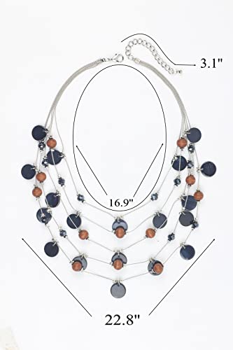 Collar de cuentas de madera ligero antialérgico con concha redonda y pendientes cómodos 5