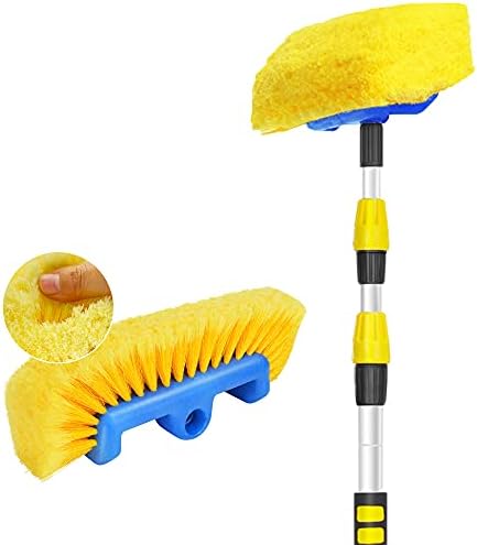 Anyyion 11 Foot Car Wash Brush, 11 Foot Telescopic Flow Through Car Washing Brush Soft Bristles wash Car, RV, Boat, Solar Panel, Deck, Floor | Bumper Prevents Scratch (11 Foot)
