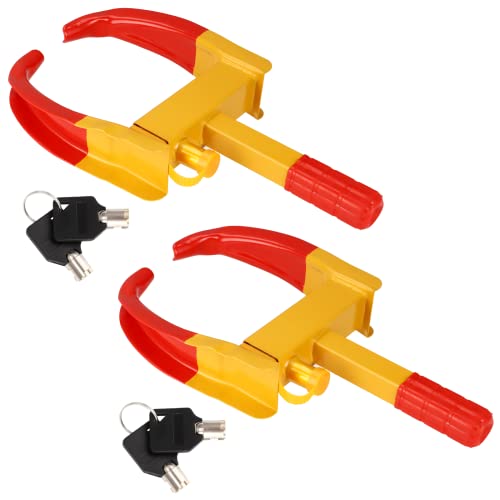 Homaisson Wheel Locks, 2 Packs Universal Vehicle Wheel Clamp Locks With 4 Keys, Adjustable Anti-Thief Security Tire Locks For Wheels With 7-11’’ Width, Fit Cars, Trucks, Golf Carts, Atvs, Rvs（Yellow） #TOP7