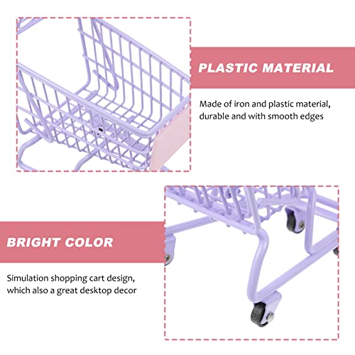 Toyandona Grocery Cart Mini Supermarket Handcart Plastic Metal Shopping Cart Toy Kids Shopping Trolley For Pretend Play (Lavender) Shopping Cart #TOP3