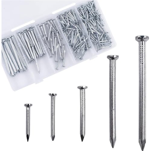 Image of Nails for Hanging Pictures, Hardware Nails, Stainless Steel Nail Assortment Kit, 350 Pieces, Hanging Picture Nails, Wall Nails, Finish Nails, Frame Nails, Wooden Nails