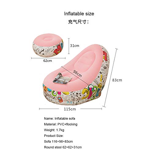 Sofá inflable engrosado de alta resistencia con reposapiés azul 3