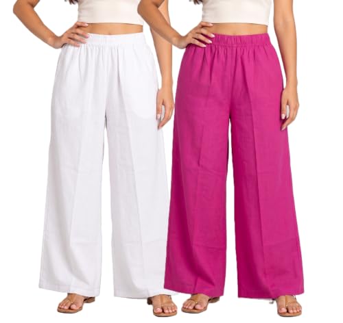 Image of Women Plazzo | Rayon Wide Leg for Women | Elastic Waist Flared Palazo Trousers | Comfortable Casual & Ethnic Wear Palazzo Pants