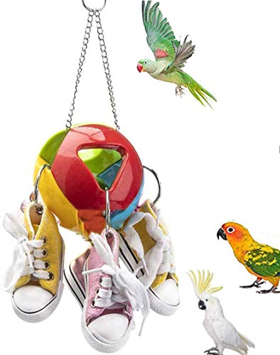 Acidea Kauspielzeug für Vogel Mini Leinwand Schuhe Loch Kugel Papagei Spielzeug Vogel Sänfte Sittichet Haustierkäfigdekoration Für Sittiche, Kapsittes Cover