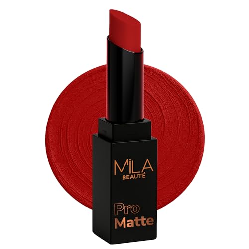 Image of Mila Beaute Pro Matte Lipstick | Highly Pigmented & Long lasting | Semi Matte Finish | Light Weight Lipstick | Single Swipe Application | Luxurious Lip Color | Shade - (Padmaavat, 4.2g)