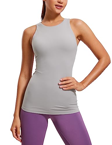 Image of CRZ YOGA Butterluxe High Crew Neck Tank Top | Light Support, Built in Bra, Removable Pads, Yoga, Extremely Soft, Racerback, for Women