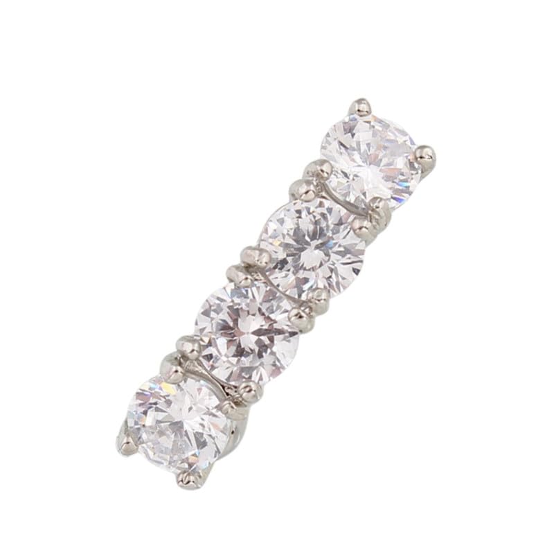 mastyle Four Zircon Navel Ring | Stainless Steel Curved Rod Belly Button Piercing Jewelry-picture-9