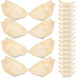 ABOOFAN 100 Piezas Barcos de Sushi de Madera Desechable 8.5cm X 6cm Plato de Aperitivos Natural para Fiestas Picnics y Buffet Ecológico y Resistente al Contacto Alimentos