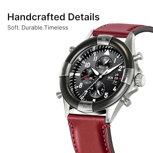 Image of Fullmosa Quick Release Premium Leather Watch Strap | 24 /22 /21 /20 /19 /18mm,Burnished Leather Watch Band Compatible with Samsung Amazfit Fossil Replacement Belt for Men and Women
