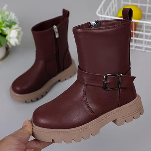Ankle Boots for Girl Side Zipper Low Heel Short Booties 2025 Winter Fashion Dress Shoes for Little Kid Big Kid2