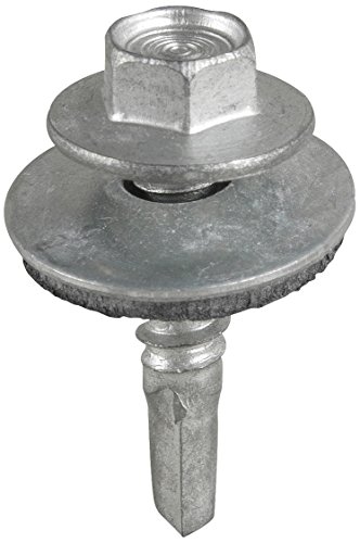 TIMCO L25W16B Metal Construction Light Section Screws - Hex - EPDM Washer - Self-Drilling - Exterior - Silver Organic - Box of 100