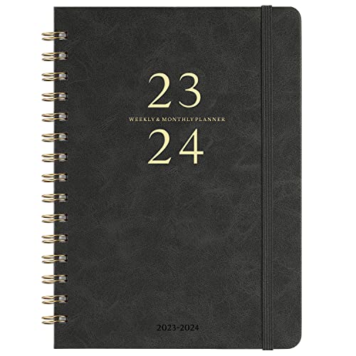 Planner 2023-2024 - Weekly & Monthly 2023-2024 Planner With 12 Monthly Tabs, July 2023 - June 2024, 6.3" X 8.4", Flexible Hardcover, Thick Paper, Inner Pocket - Grey #TOP14