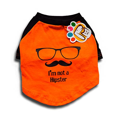 PETMONT Freizeit-T-Shirt für Haustiere: I'm not a Hipster, Orange und Schwarz, ideal für kleine und mittelgroße Hunde, Größe XL Cover