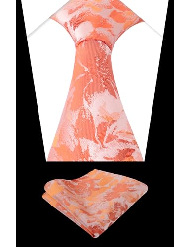 Image of Alizeal Mens 3.15inches Rose Pattern Necktie with Floral Handkerchief Set