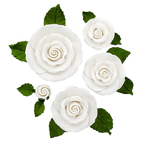 Global Sugar Art Exquisite Rose & Leaf Tray Edible Sugar
