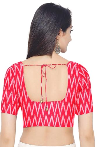 Image of Cotton Pochampally ikat unstitched blouse, Kurthi, long frock fabric material for women (1 meter, 2 meters & 3 meters)