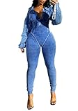 LKOUS Women's Sexy V-Neck Solid Color Long One Piece Jumpsuits,Lantern Long Sleeve Elastic Waist Pant Rompers