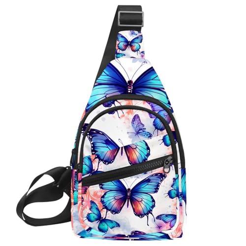 Mochila cruzada de mariposas para correr y viajar con correa ajustable libremente