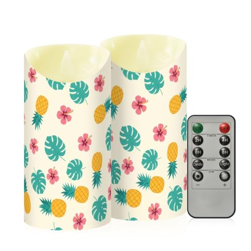 Velas LED Monstera Piñas sin llama juego de 2 con mando y temporizador