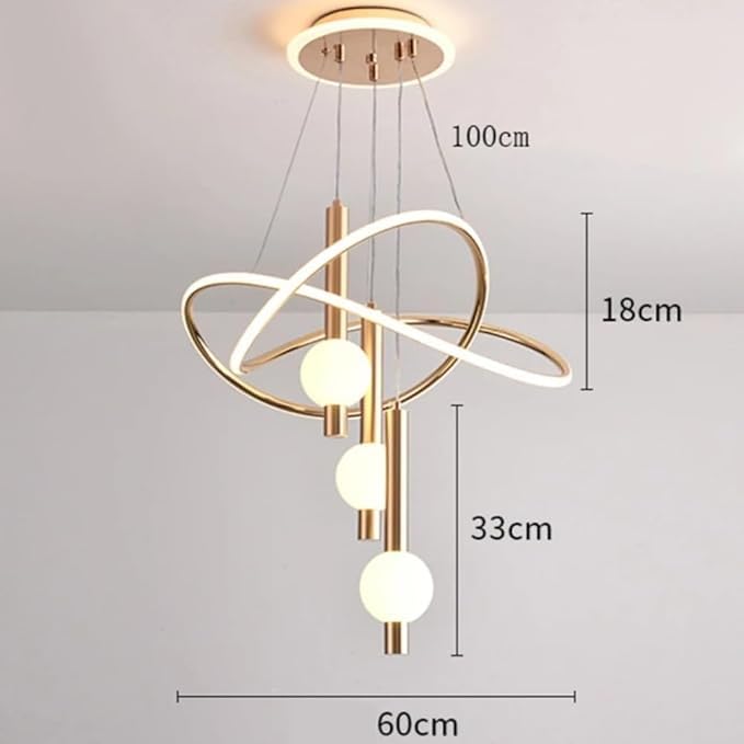 Image of LED Chandelier for Dining Table, Height-Adjustable Hanging Lamp for Breakfast Table, Hanging Light for Home Decoration (CH49 GD)