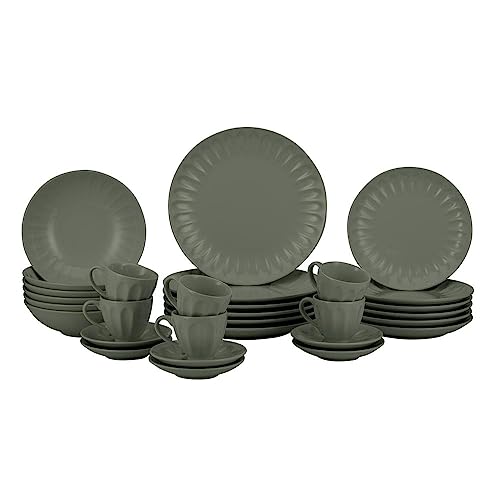 Aparelho De Jantar 30 Peças Em Cerâmica Haus Concept Decorato Verde Fosco