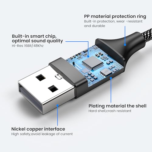 Image of MOSWAG USB to Audio Jack Adapter 0.65Feet /20cm,External Sound Card Jack Audio Adapter with 3.5mm Aux Stereo Converter Compatible with Headset,PC,Laptop,Linux,Desktops,PS4 and More Device
