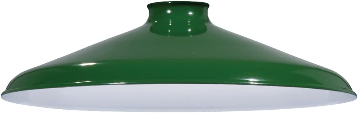 B&P Lamp® Green Industrial Style Metal Lampshade, 2 1/4 in Fitter, 12 in Diameter