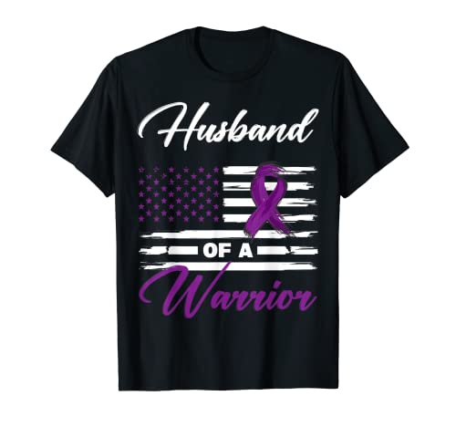 Husband Of A Warrior USA Flag Pancreas Cancer Awareness T-Shirt