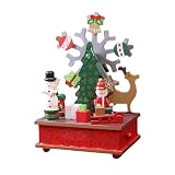 F Fityle Caja Musical Decorativa de Escritorio giratoria de Madera, decoración del hogar, Accesorios, Centro de Mesa para Fiesta, Escritorio, Regalos de, Copos de Nieve girando