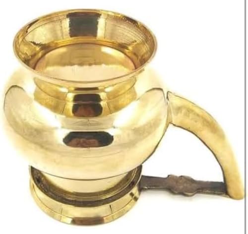 Image of Kerala Crafts Pure 3.5 Inch Brass Kindi (Vessel or Holy Water Dispenser) |Kerala Traditional Home Mandir Wedding Onam Vishu Deepavali Navarathri Pongal Thrissur Diwali Temple Festival Pooja