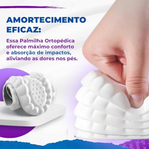 Palmilha Ortopédica 4D Alívio De Dores Nos Pés Para Tênis Sapatos Chuteiras Anti Impacto Absorção De