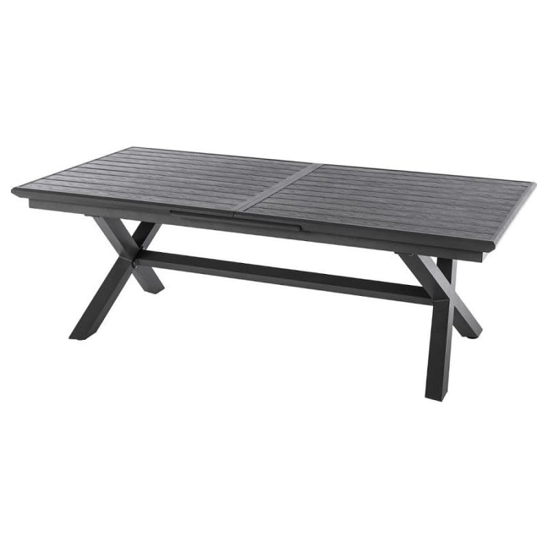 Hespéride - Tavolo da giardino allungabile Axiome, grigio scuro - 10 posti - Alluminio verniciato a polvere epossidica antiruggine - Mobili da esterno con estensione automatica