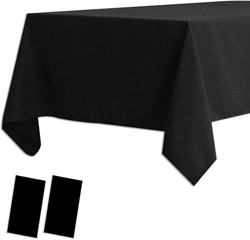 Paquete de 2 manteles de plástico desechables - Fundas de mesa para BBQ, pícnic, cumpleaños, bodas - Cubierta de mesa negra impermeable, resistente