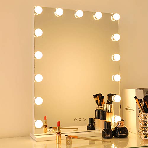 Hollywood Mirror Lighted Vanity Mirror For Bedroom & Dressing Room, Table Top Or Wall-Mounted, Illuminated Led Makeup Application With Usb Charging Port, 3 Color Dimmer And Touch Control Design, White #TOP2