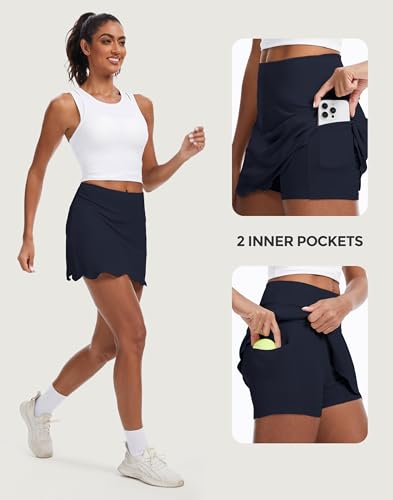 Image of M MOTEEPI 14 inch Scalloped Hem Skorts for Women with Pockets High Waisted Tennis Golf Athletic Skirt with Shorts 2026