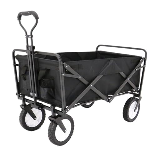 Carrito de playa, carrito de camping, carrito de supermercado, carrito de compras, carrito plegable para pesca al aire libre, carrito de manejo portátil, carritos para exteriores (azul) (negro A)