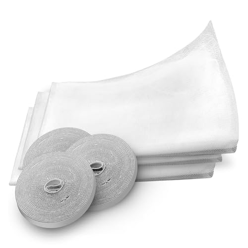 ZYBUX - Window Screen Mosquito Netting, 3 Pack Fly Screen Window DIY Self-Adhesive Insect Mesh Curtain Bug Bee Protector 130 x 150cm with 3 Rolls Hook Sticky Tape