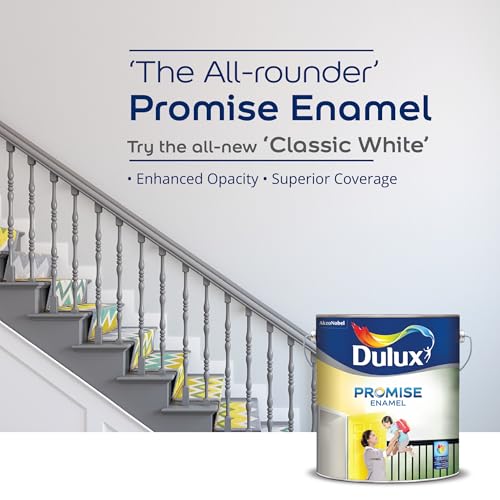 Image of Dulux Promise Enamel | Enamel Paint for Wall, Metal & Wooden Surfaces | Quick Drying, Rust Protection & Long Lasting Coverage, 4 Litres, Black