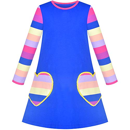 Image of Sunny Fashion Girls Outfit Set 2 Piece Cotton Heart Casual Dresss Top Pants